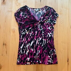 Pink and Black Leopard Print Women's Top